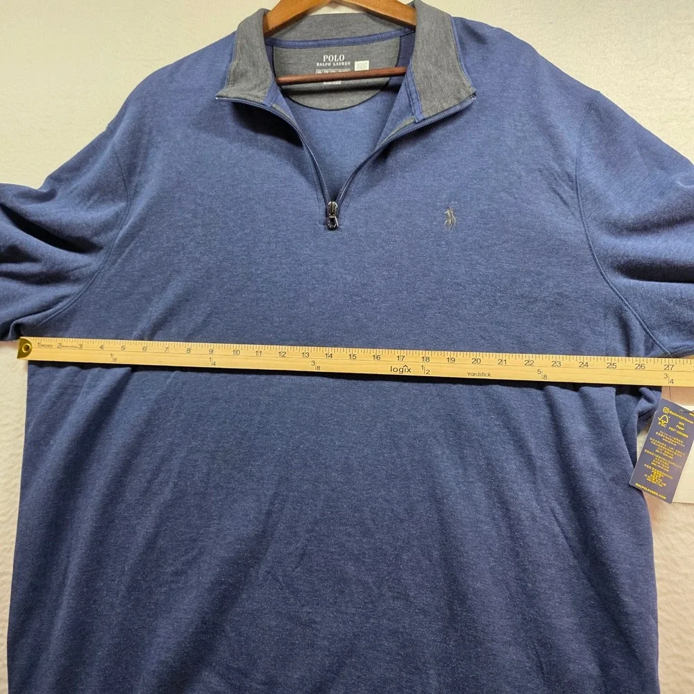 Polo Ralph Lauren Mens XXL Quarter Zip Pullover Spring Navy Heather Blue‎ NWT
